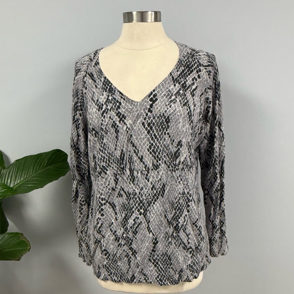 Apt 9 Cashmere Blend Sweater Womens XL Rattlesnake Print Gray & Black Snake